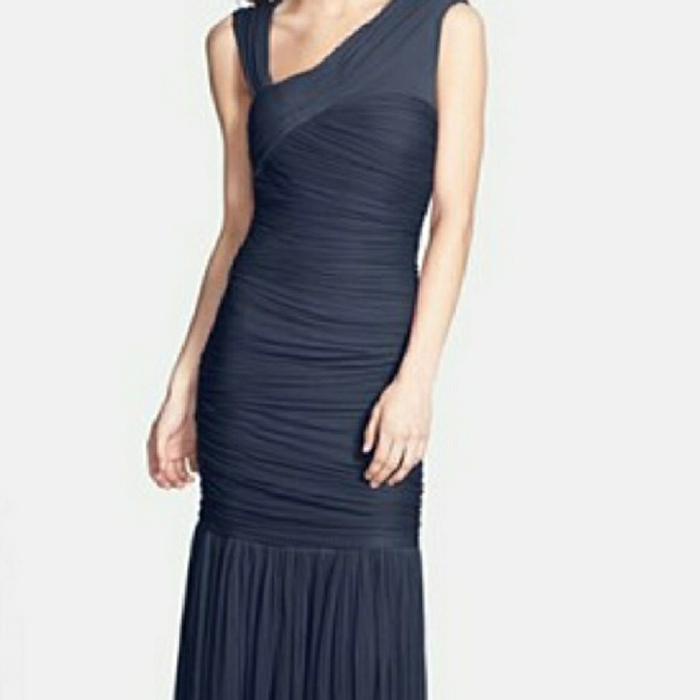 Halston Heritage pleated navy gown